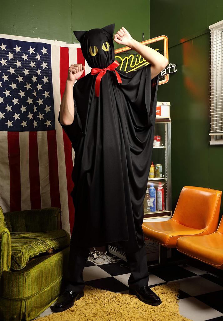 Clearstone Косплей Хэллоуин Теру Теру Кот Черное пончо 2-в-1, Унисекс,