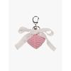 PinK PinEAPPLE CROCHET HEART RIBBON keyring_PinK