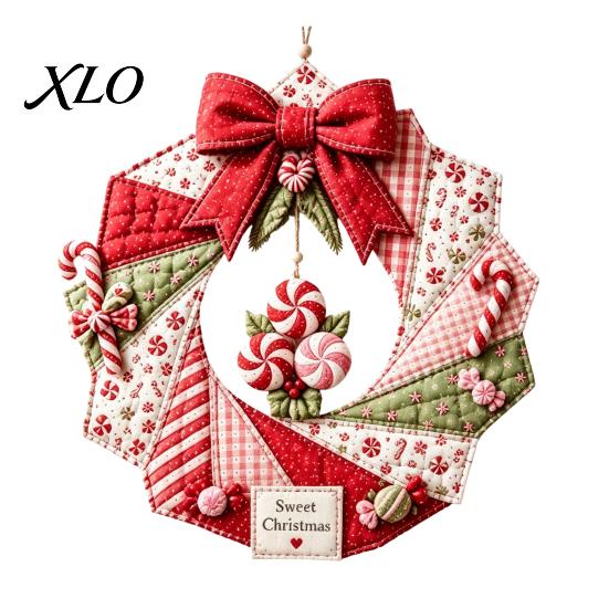 Seasonal Door Decoration Projects DIY Patchwork Wreath Craft Kit, Christmas Sewing Patterns, Indoor Decor Crafting Tools Farmhouse Fabric Kit