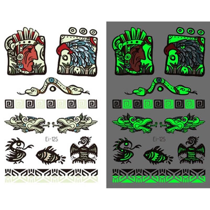 Tattoo Sticker TotemSymbol Flame Stars Moon Flash Luminous Tattoos Wolf Body Art Arm Waterproof Temporary Fake Tatoo Women Men