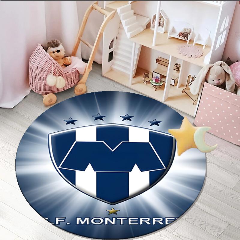 1PC round rug Monter-rey Football Crest Art Printed Round Area Rug ,Rug For Home Office, Round Chair Rug, Decorative Carpet Fan gifts Christmas gift