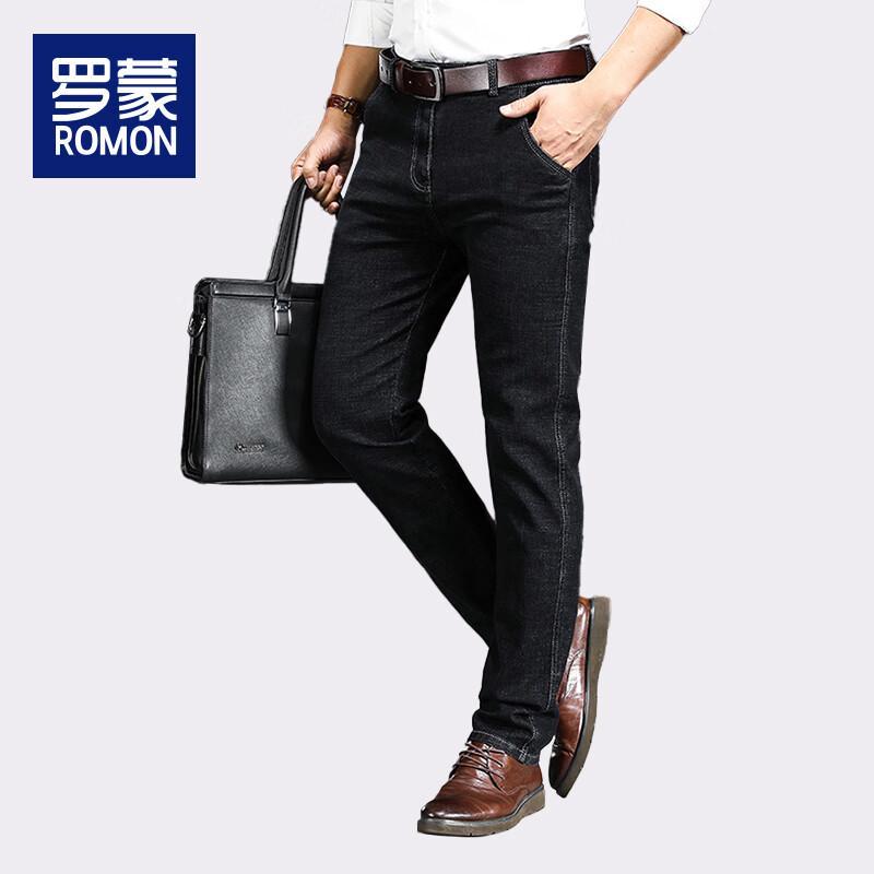 Luo Meng Men's Winter Fleece-Lined Straight-Leg Jeans WLA07R