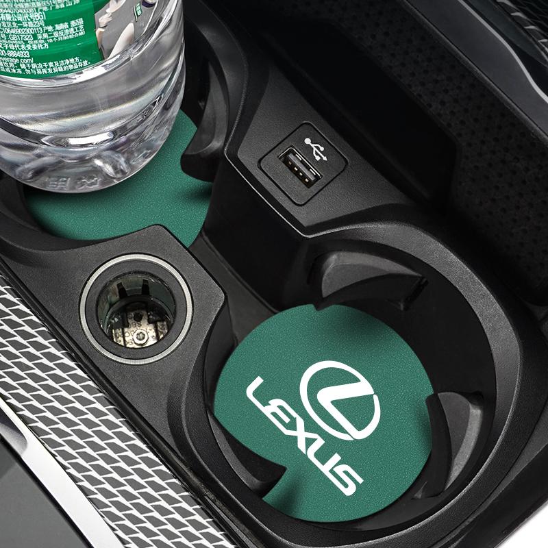2Pcs Car Suede Coaster Anti-Slip Water Cup Pad Accessories For Lexus F SPORT GS GX IS LS LX CT LC LBX NX RX 350h 450h ES UX 300e