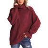 Women's Fashion Loose High Neck Knit Pullover Top Long Sleeve Casual Sweater