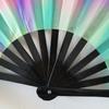 Folding Fan Colorful Holographic Rave Fan Bamboo Ribs Hand Fan Decorative Gifts for Festival Dancing Party