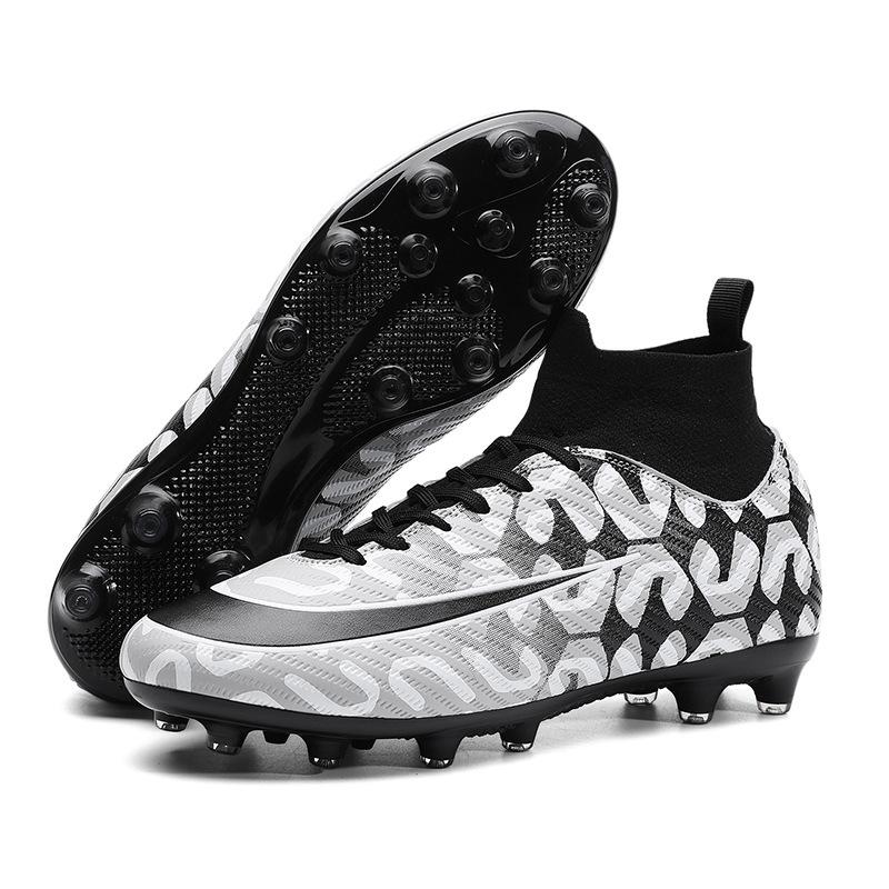 Large Size Football Shoes Men's High Top Teen Students TF Shredded Nails AG Spikes Competition Training Football Shoes
