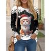 Летний топ с круглым вырезом и 3D рождественским принтом, модные и повседневные женские футболки с длинными рукавами
