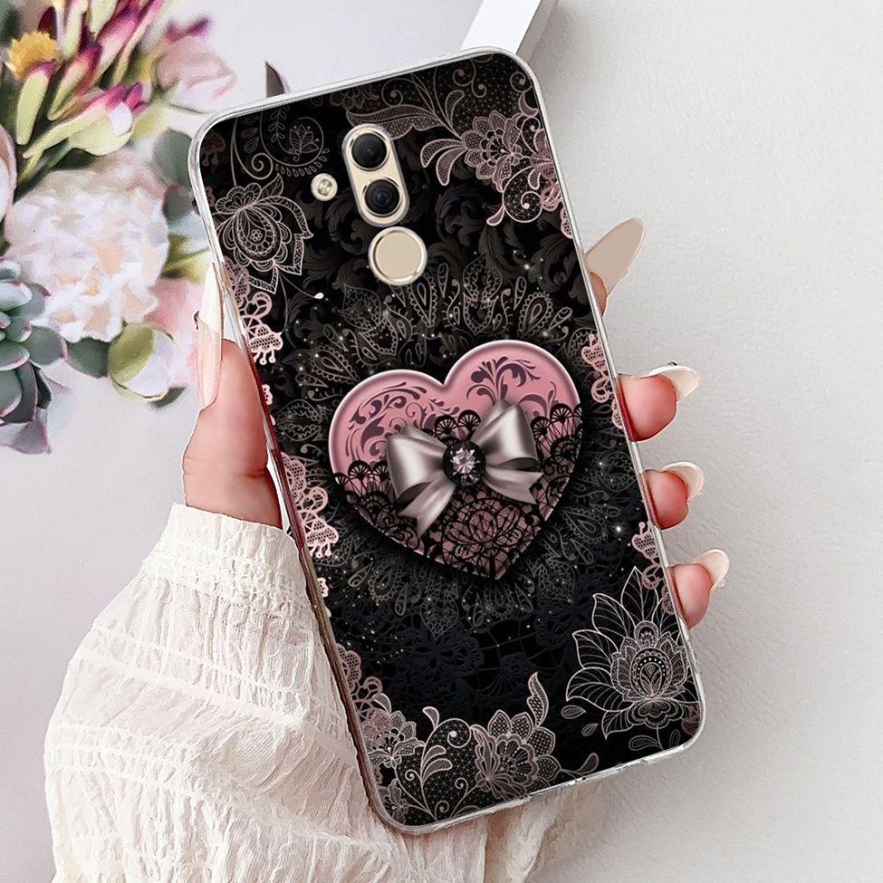 Clear For Huawei Mate 20Lite SNE-LX3 INE-LX2 Back Cover For Huawei Mate 20 Lite Case Cute Cartoon Cat Luxury Flowers Funny Funda
