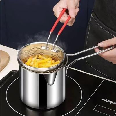 Фритюрница из нержавеющей стали с картофелем фри и куриными крылышками, бытовая маленькая масляная кастрюля с сеткой-фильтром, кастрюля Tianfu Luo