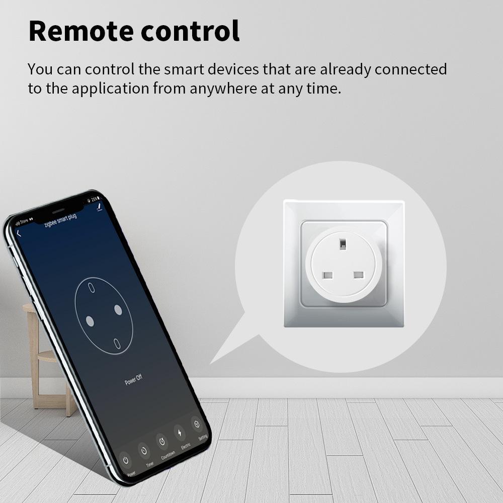 Умная британская розетка Zigbee: Прямое подключение к Alexa 16A со статистикой энергопотребления