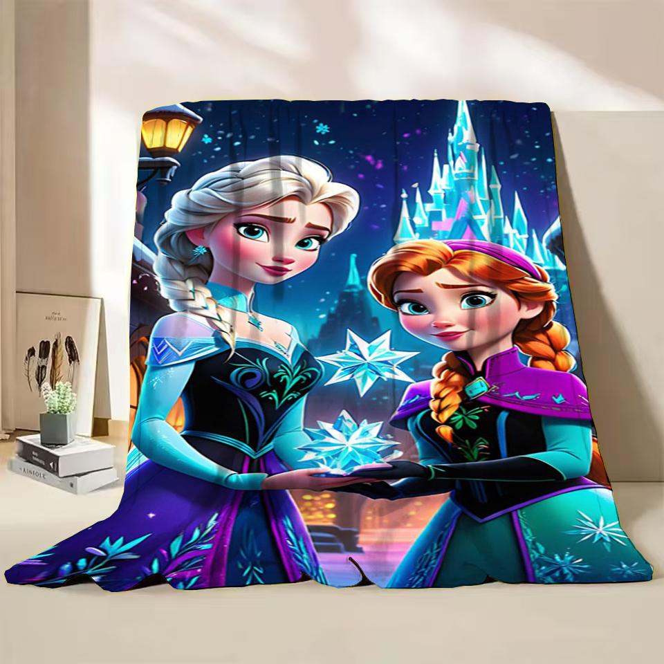 Disney Frozen Elsa Princess Childrens Adult Soft Flannel Blanket Fluffy Baby Plush for Bedroom Travel Office Cover Warm Blankets