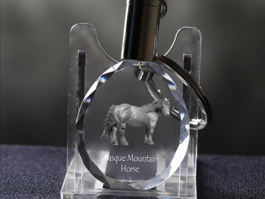 Basque Mountain Horse - Pendant with a Picture of a Horse, Crystal Key Ring In a Gift Box, Unique Gift by Art-Dog Brand