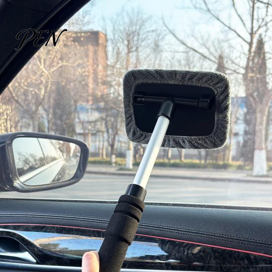 Стеклоочиститель для автомобиля с вращающейся головкой, очиститель лобового стекла с выдвижной ручкой и микрофибровыми насадками, инструмент для очистки окон автомобилей SUV, седанов,