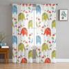 Cartoon Little Elephant With Star And Moon Translucent Drapes For Living Room Window Opening Clear Voile Tulle Drape Bedroom Space Space Curtains