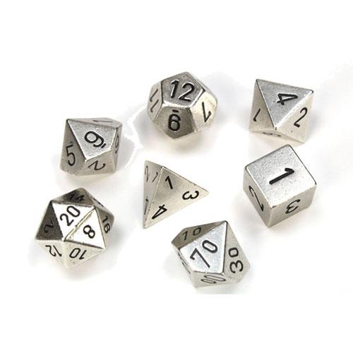 Металлический многогранный набор из 7 кубиков Chessex (Серебряный)