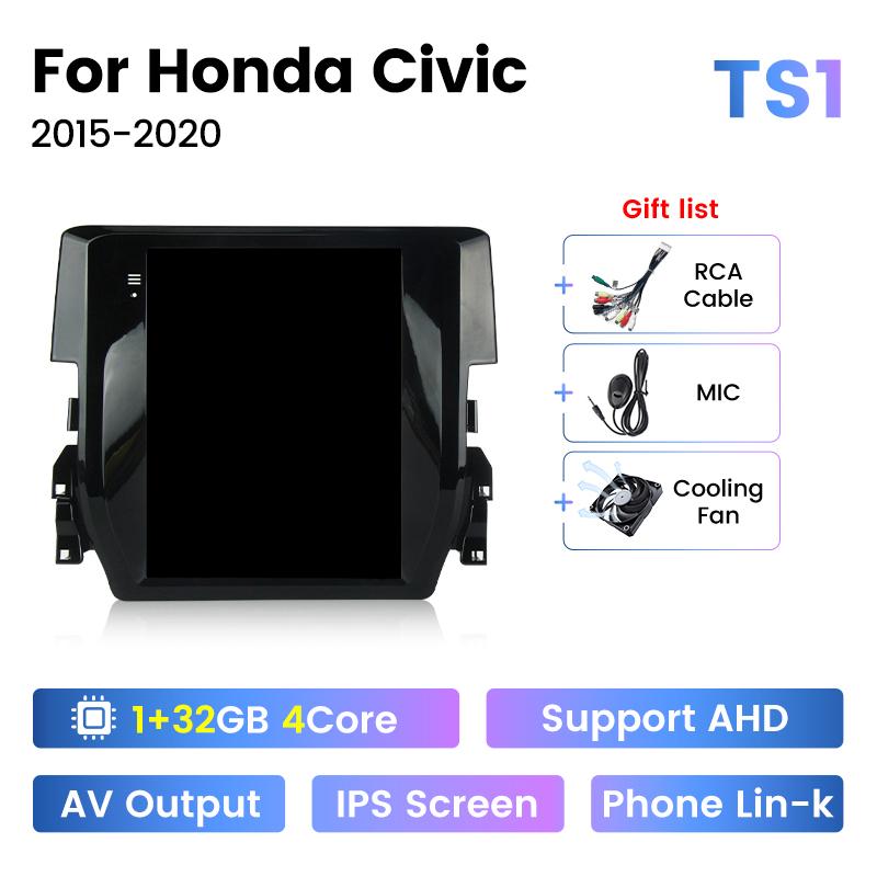 9,7-дюймовый экран Tesla Style Car Radio для Honda Civic 10 FC FK 2015 - 2020 Autoradio Multimedia Player для Carplay Android Auto
