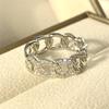 Huitan Chain Linked Design Finger Rings for Women Full with Dazzling Cubic Zirconia Statement Female Wedding Accessories Jewelry