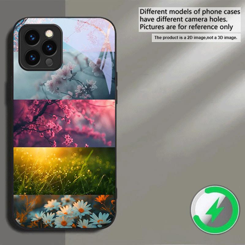 Spring Flower Collage Suitable For iPhone 16E 17 Pro Max 15 Pro 14 13 Plus 12 mini 11 16 Air 17Pro magnetism Glass Phone Case