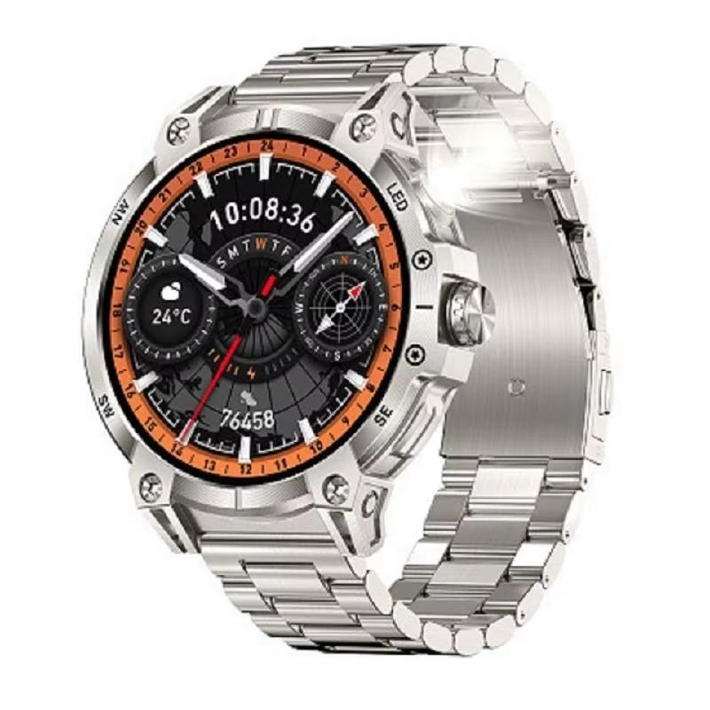 Умные часы KC89 для мужчин, для занятий спортом на открытом воздухе, светодиодный фонарик, компас, Bluetooth-звонок, голосовой ИИ, мониторинг здоровья, фитнес-трекер, смарт-часы