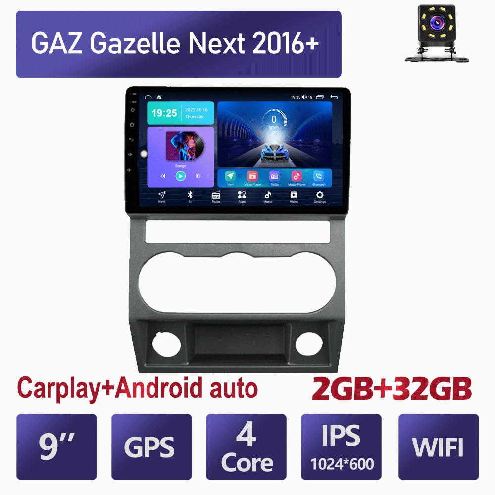 9-дюймовый Android-автомагнитола Carplay для ГАЗ Газель Next 2016+ 2 Din мультимедийный видеоплеер навигация GPS Carplay Авторадио Стерео WIFI BT 2 + 32 ГБ