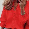 Женская Модная Повседневная Летняя Весенняя Рубашка с Длинным Рукавом Блузка Рубашка с Волнистым Краем Однотонная Рубашка-туника Женские Топы