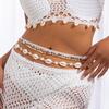 Salircon 6Pcs/set Boho Acrylic Bead Beaded Waist Chain Women Fashion  Summer Beach Sexy Scallop Belly Chain Body Jewelry Gifts