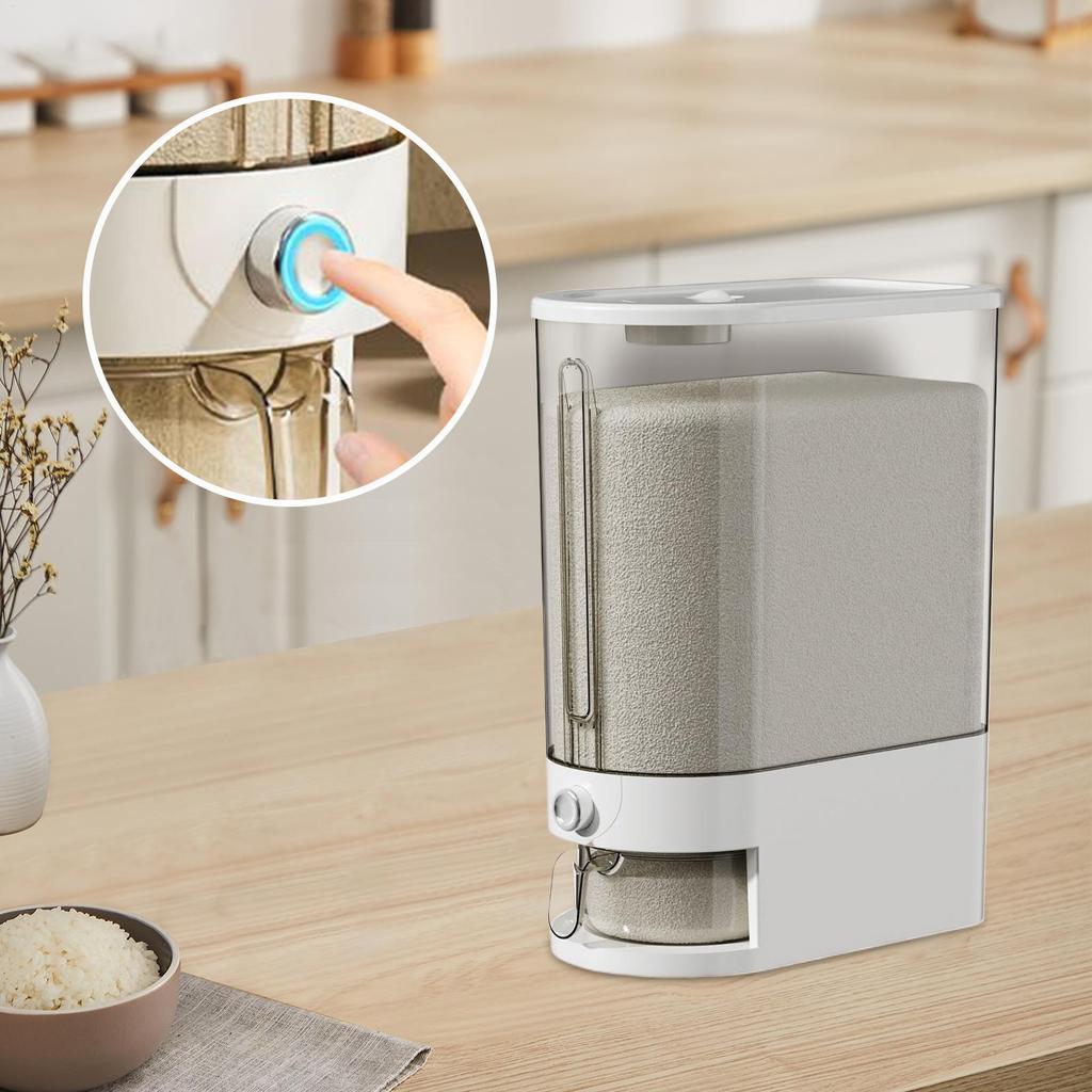 Rice Storage Container 10kg Rice Bin Leakproof Transparent Food Bin Moisture Proof Bucket Box Organizer Keeper for Kitchen