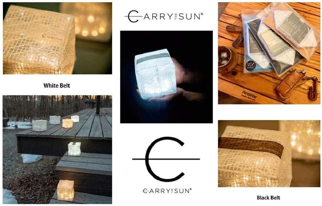 CARRY THE SUN Круглый яркий солнечный фонарь с белым ремешком, средний размер (CTSC-WHM)
