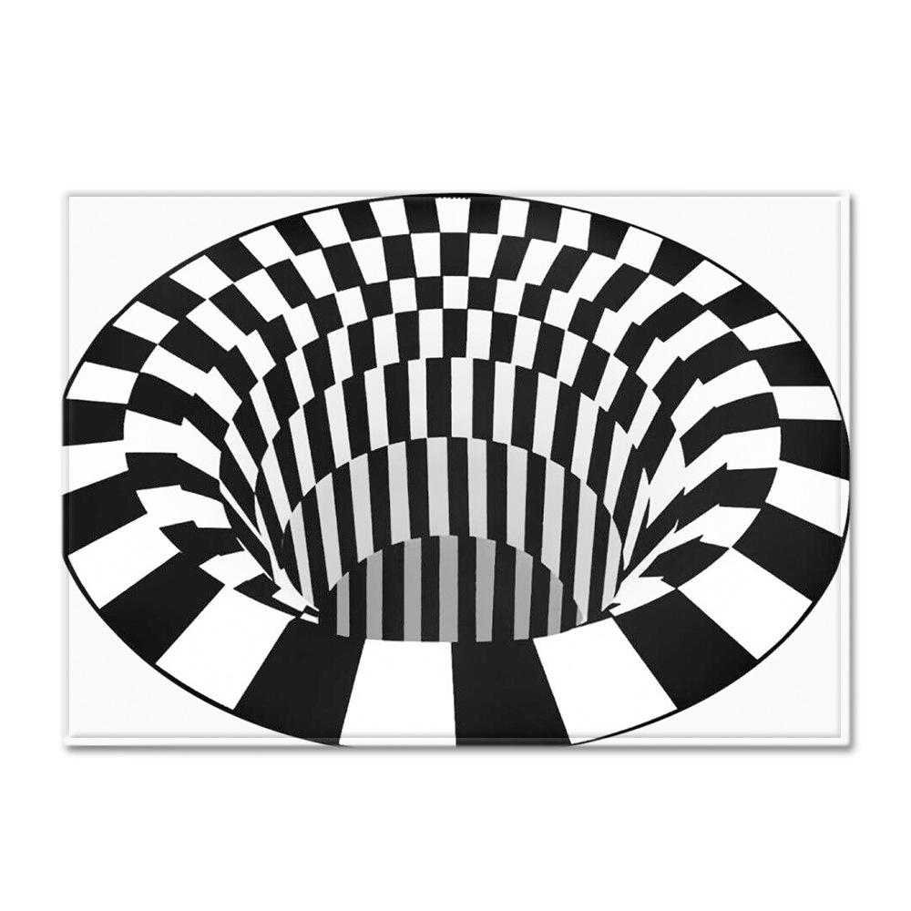 3D Three-Dimensional Large Carpet Door Mat Black And White Vortex Living Room Large Square Floor Mat Non-Slip Foot Mat