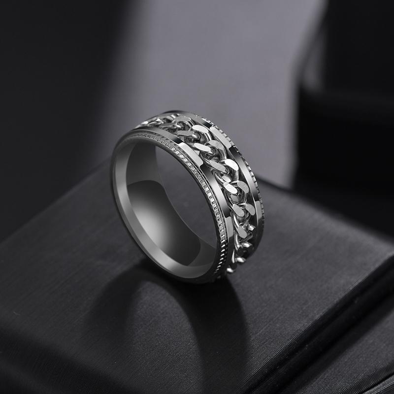 RotateTitanium Цепочка-спиннер из нержавеющей стали для мужчин Панк Прохладный Синий Золотой Черный Рок Кольца Пара Ювелирных Изделий Подарочные Кольца Аксессуары