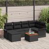7-piece Sofa Set with Black Poly Rattan Cushions, 2-seater Sofa with Storage and Black Poly Rattan Cushions 3356021
