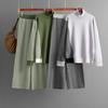 Women's Fashion Match Color Half High Collar Loose Knitted Top Wide Leg Pants Two Piece Set