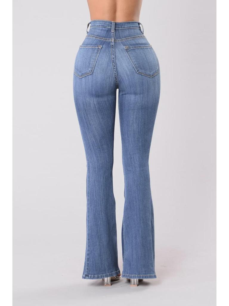 2025 Европейские и американские женские узкие расклешенные джинсы с высокой талией