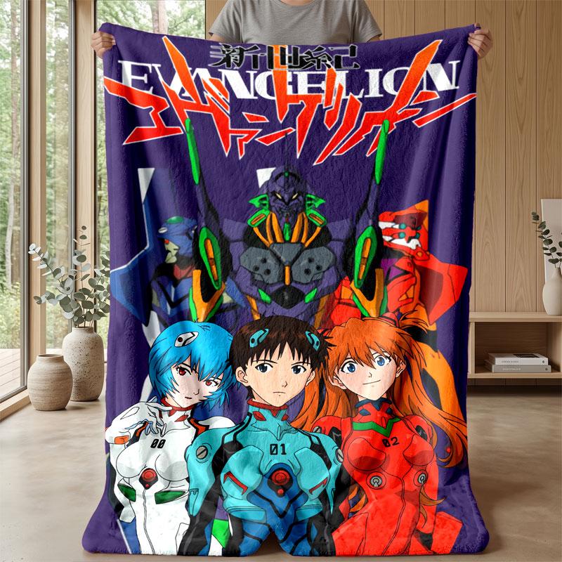 Soft Flannel Blanket Lightweight Cozy Bedroom Living Room CoverNeon Genesis Evangelion