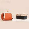 Soft PU Leather Kiss Lock Coin Purse Solid Color Square Leather Jewelry Bag Multifunctional Mini Small Item Bag Ring
