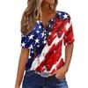 Women's T Shirt Independence Day Print Button Short Sleeve Daily Weekend Fashion Basic V- Neck Regular Top