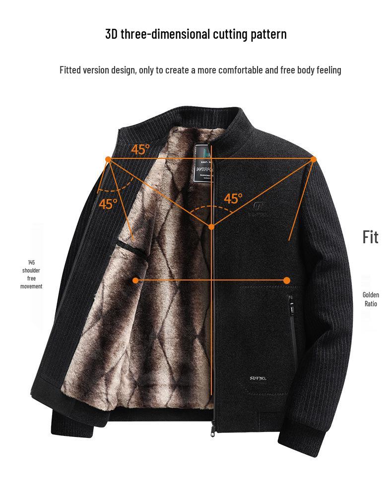 Мужское шерстяное пальто с флисовой подкладкой Woodpecker - Отложной воротник