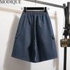 MODIQUE летние большие размеры женские свободные базовые эластичные прямые шорты-карго длиной до колена женские повседневные синие джинсовые шорты