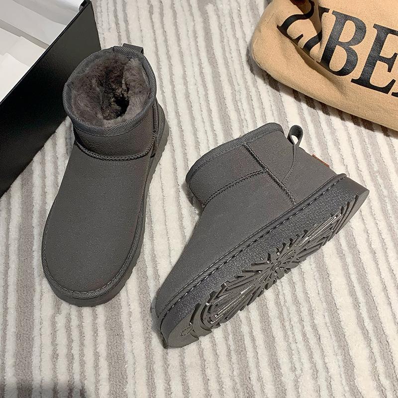 Зимние женские ботинки для снега с плюшевым утеплителем и толстой хлопковой подошвой