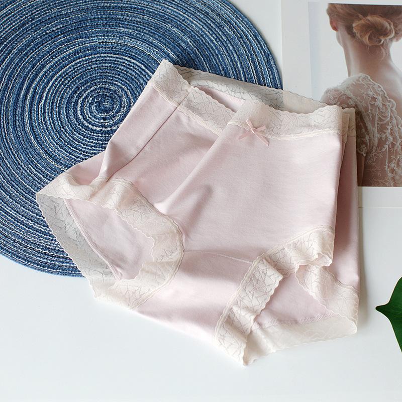 Clashing Lace Modal Cotton Women's Panties Mid Waist Triangles Hip Wrap Breathable Bottoms Panty