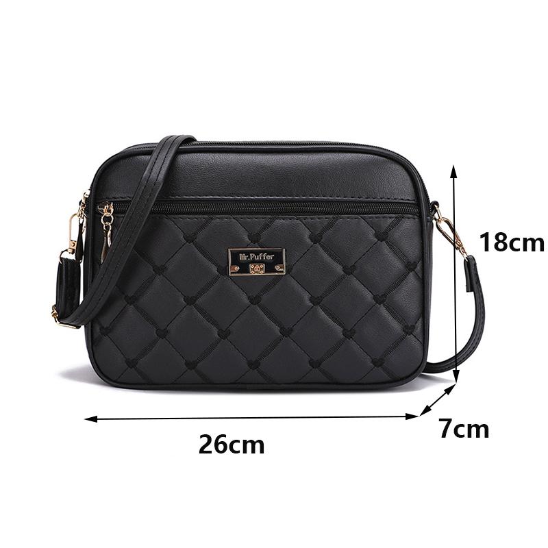 Women PU Leather Wave Embroidered Small Shoulder Bag Simple Solid Color Multi-layer Heart Decor Phone Crossbody Bag CLE