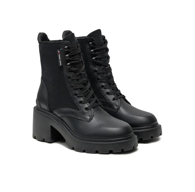 Ботильоны Tommy Jeans Tjw Mid Heel Boots Mix Media EN0EN02556 Black