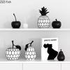 Black and White Stripe Apple Pineapple Statue Desk Decoration Ornaments Minimalism Fruits Resin Sculpture Room Aesthetics Decor