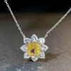 S925 Sterling Silver Sunflower Pendant Necklace with Luxury Pave Zircon for Women