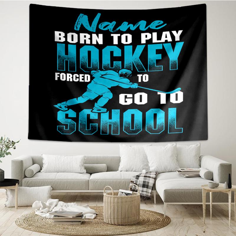 Custom Name ice hockey Print Tapestry, Backdrop, Easy Setup, Ideal for Bedroom, Office & Living Room, with Aesthetic Wall Hanging Decor.