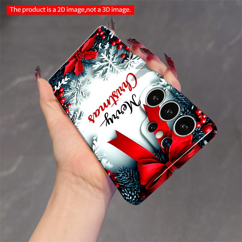 2DFlat Samsung phone case Merry Christmas Wreath with Red Bow and Poinsettia Applicable to Galaxy S22 S23 S24 S25ULTRA S26 A12 A13 A14 A15 A16