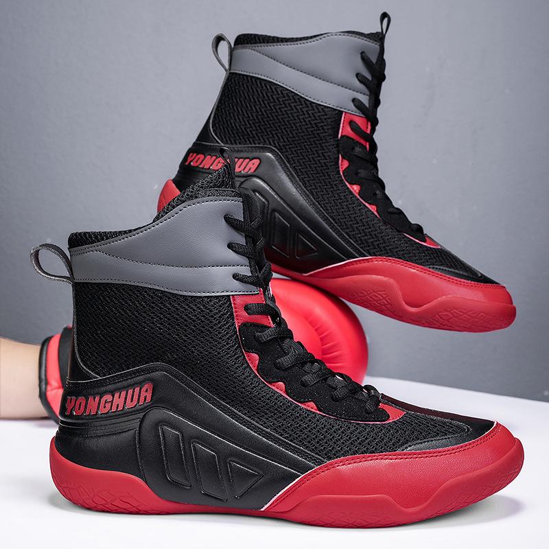 Wrestling Shoes Men's Middle Help Professional Boxing Shoes Non-slip and Wear-resistant Fighting Shoes Fighting Special Training Shoes Muay Thai