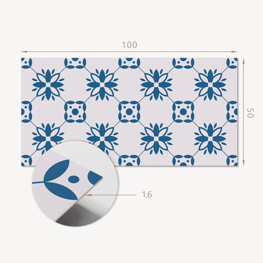 Self-Adhesive Panel With Print - Perfect For The Kitchen 100x50 cm Floral Pattern with Leaves