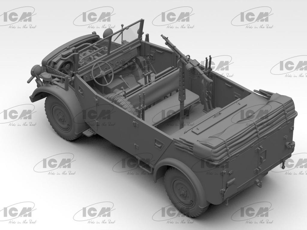 Пластиковая модель немецкого бронетранспортера ICM 35502 1/35 Kfz.70 с MG34 (военный автомобиль)