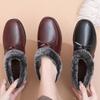 Shoes Cotton Shoes Winter Soft-soled Comfortable Leather Shoes Women's Middle-aged and Old Warm Shoes Non-slip Flat-soled Velvet Elderly Shoes Women